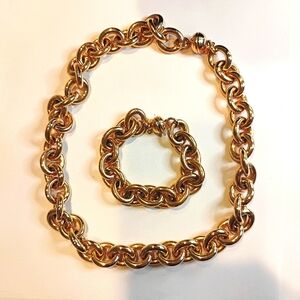 Bronze‎ Chain Link Bracelet & Necklace w/ Magnetic Clasp  Bronze Milor Italy